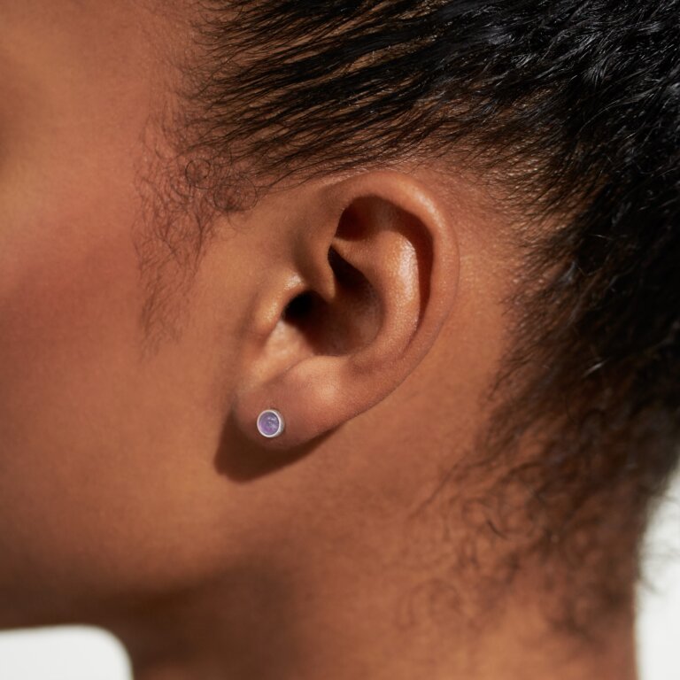 February 'Amethyst' Birthstone Boxed Earrings