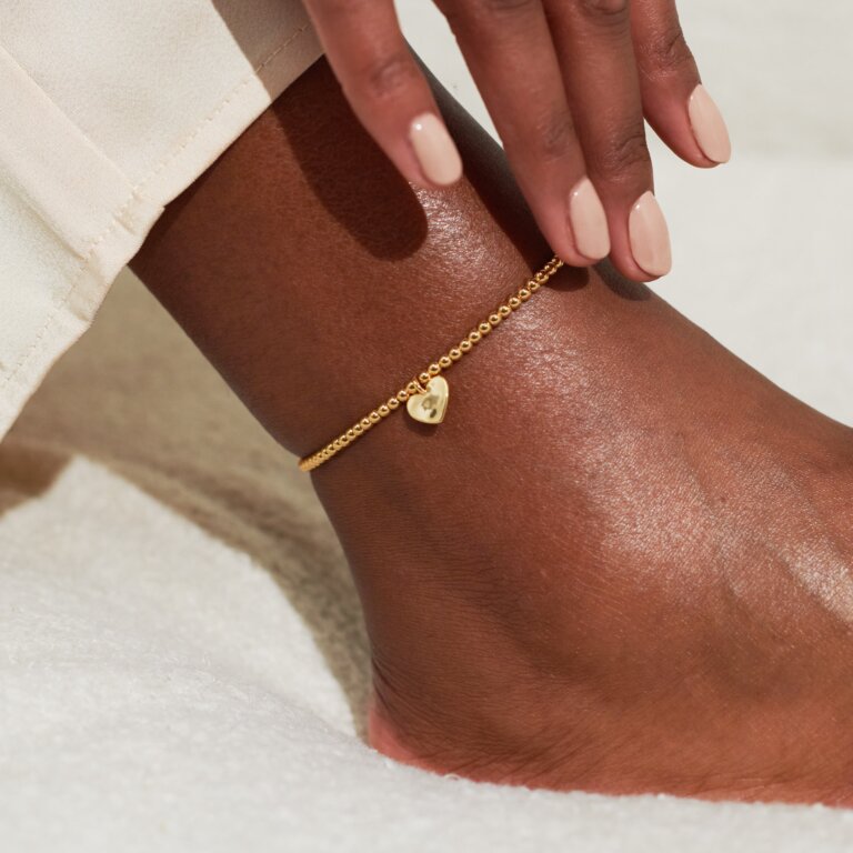 Anklet Hammered Heart in Gold-Tone Plating