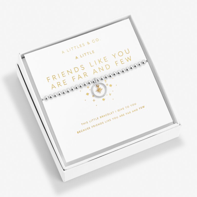 Beautifully Boxed A Little 'Friends Like You Are Far And Few' Bracelet in Silver Plating & Gold-Tone Plating