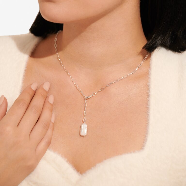 Lumi Pearl Chain Necklace in Silver Plating