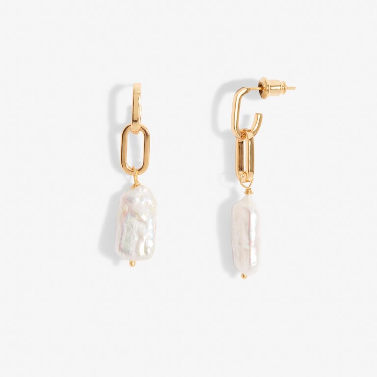 Lumi Pearl Link Earrings in Gold-Tone Plating