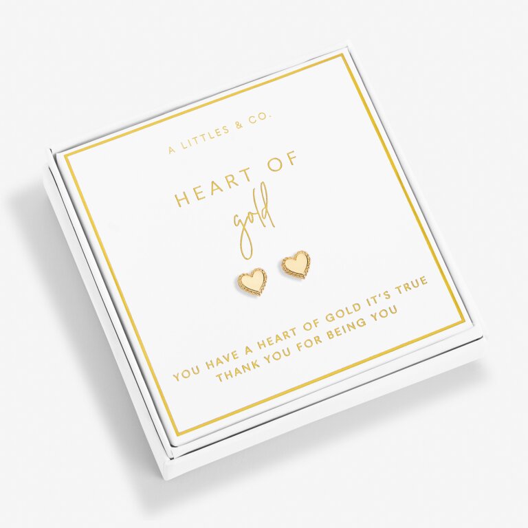 Beautifully Boxed 'Heart Of Gold' Earrings in Gold-Tone Plating