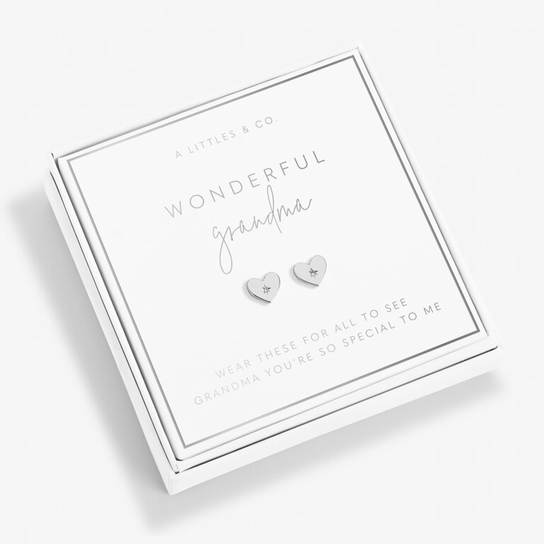 Beautifully Boxed 'Wonderful Grandma' Earrings in Silver Plating