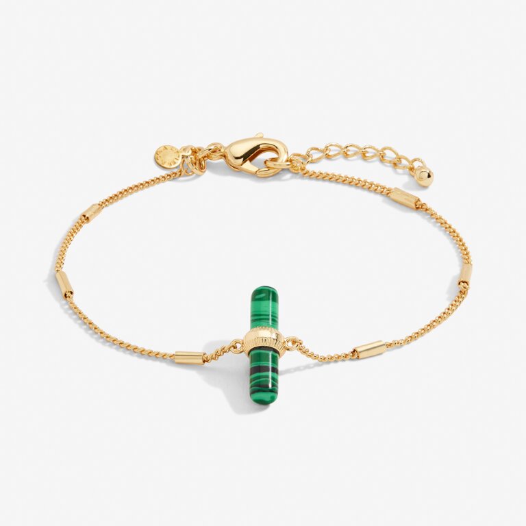 Aura Malachite Bar Bracelet in Gold-Tone Plating