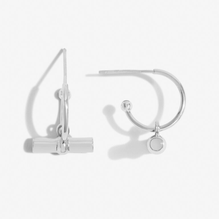 Aura Bar Hoop Earrings in Silver Plating