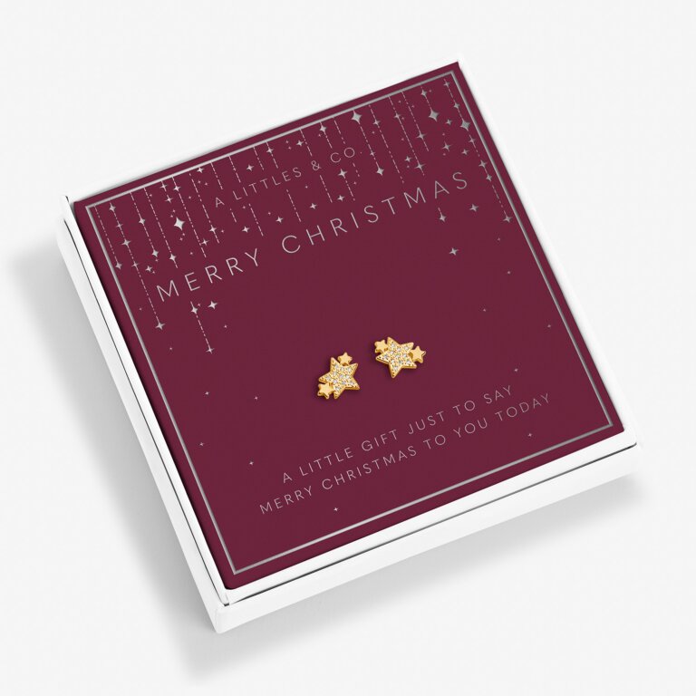 Christmas Beautifully Boxed 'Merry Christmas' Earrings in Gold-Tone Plating