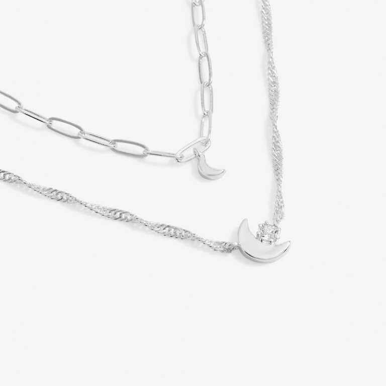 Stacks Of Style Moon Necklace in Silver Plating