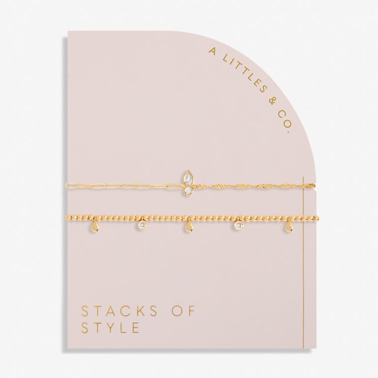 Stacks Of Style Organic Shape Bracelet Set in Gold-Tone Plating