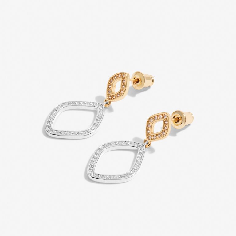 Statement Pavé Earrings in Silver Plating & Gold-Tone Plating