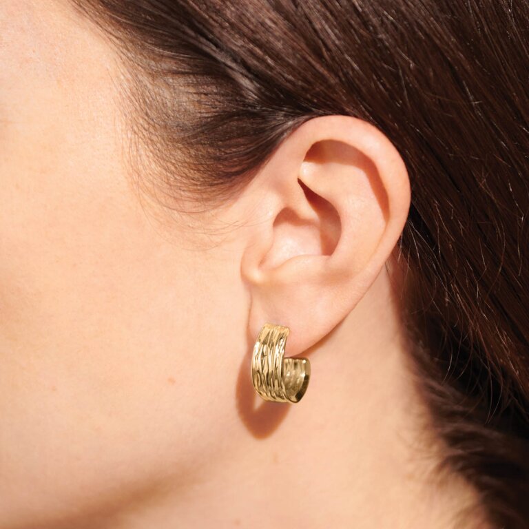 Statement Textured Hoop Earrings in Gold-Tone Plating