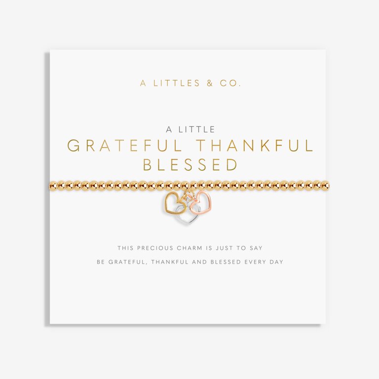 A Little 'Grateful Thankful Blessed' Bracelet in Gold-Tone Plating