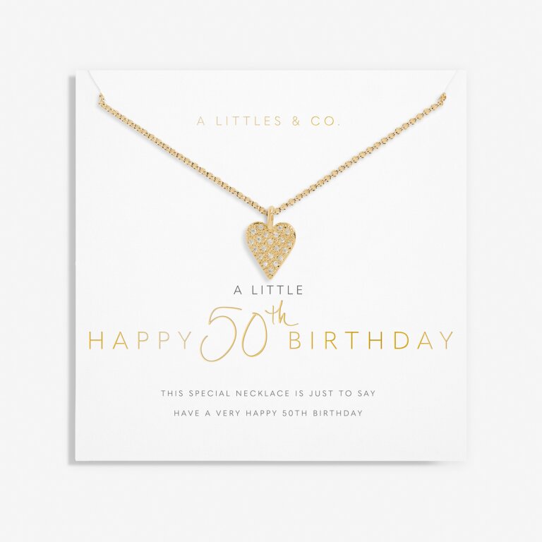 A Little 'Happy 50th Birthday' Necklace in Gold-Tone Plating