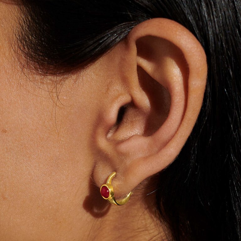 January' Birthstone Hoop Earrings In Gold-Tone Plating