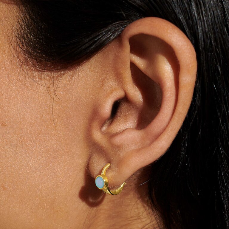 March' Birthstone Hoop Earrings In Gold-Tone Plating