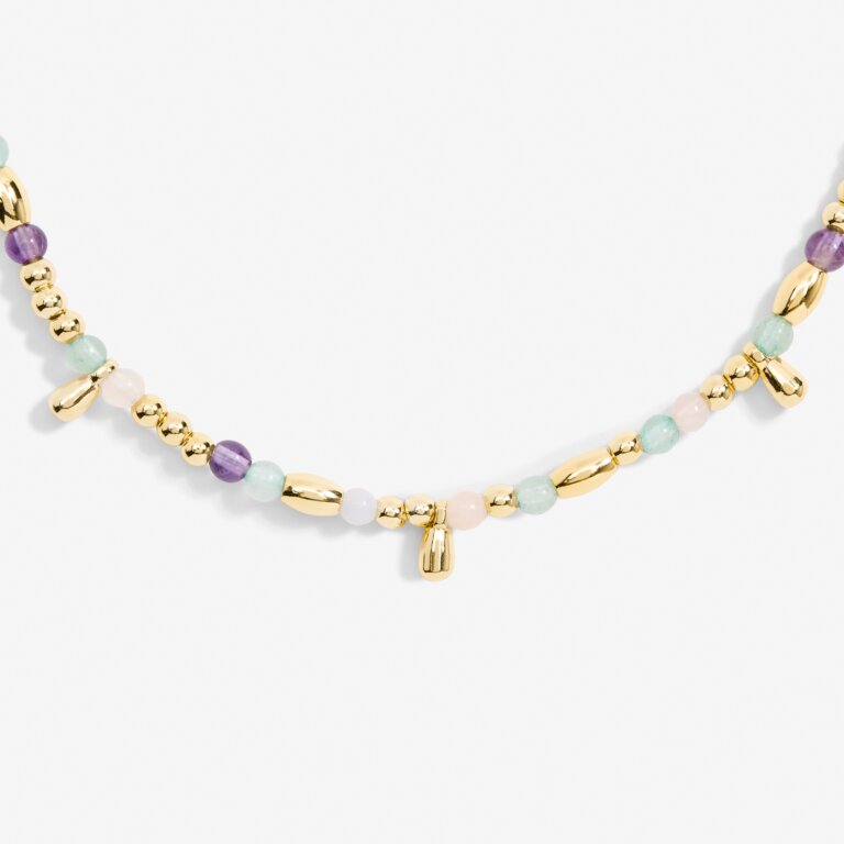 Multi Stone Anklet In Gold-Tone Plating