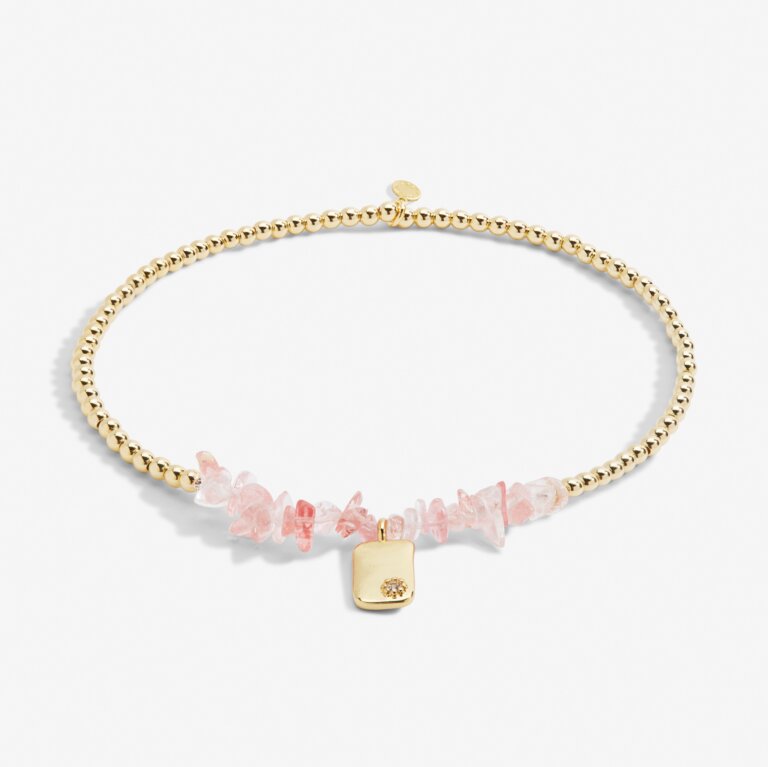 Pink Crystal Anklet In Gold-Tone Plating