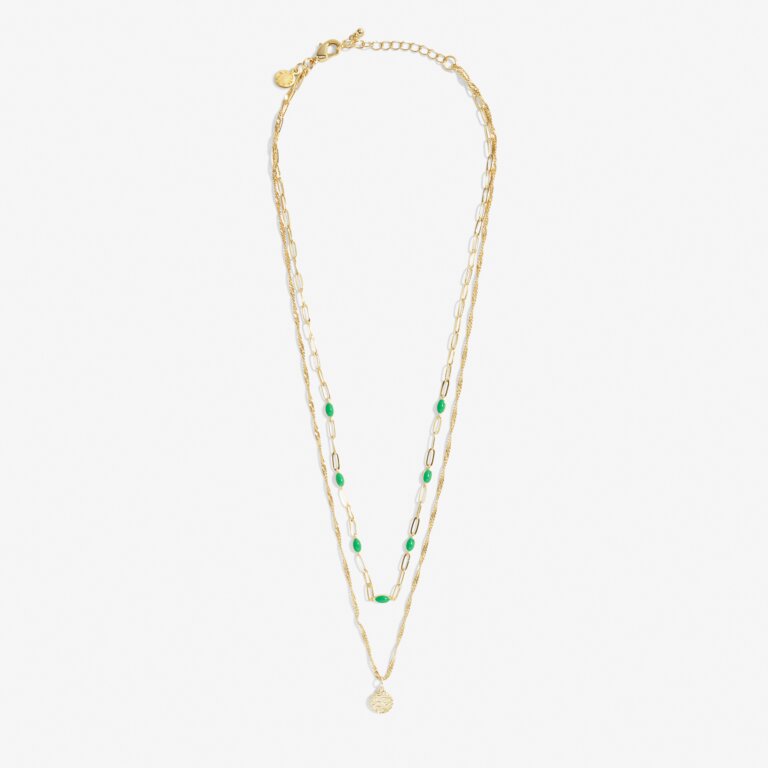 Stacks Of Style Necklace In Green Enamel And Gold-Tone Plating