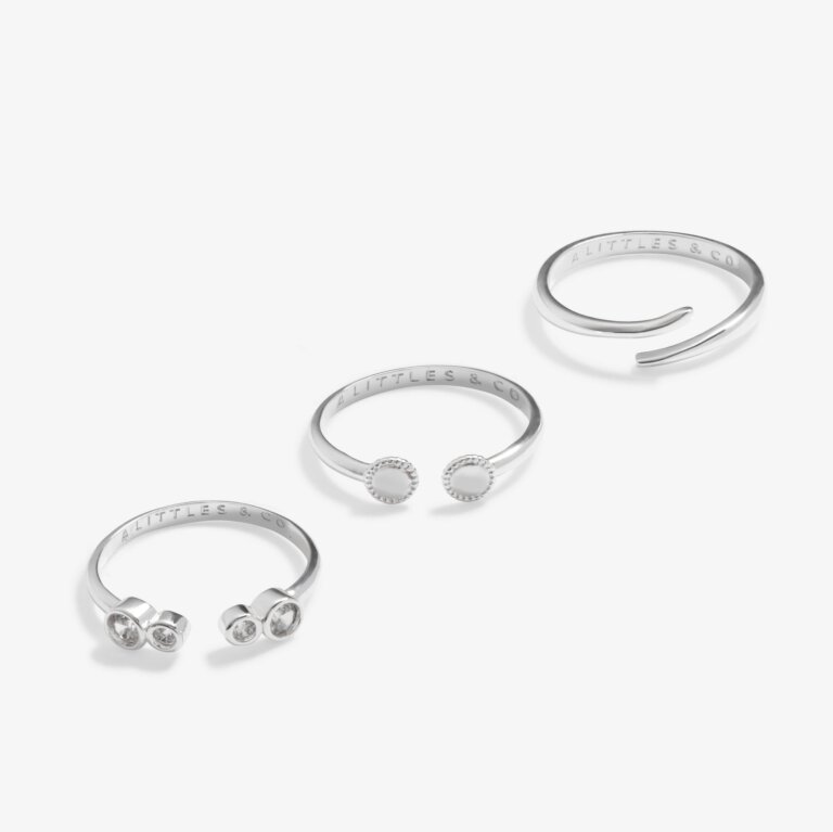 Stacks Of Style Set Of 3 Rings In Cubic Zirconia And Silver Plating