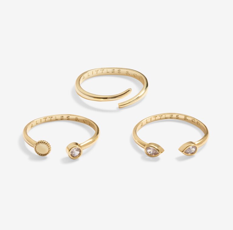 Stacks Of Style Set Of 3 Rings In Cubic Zirconia And Gold-Tone Plating