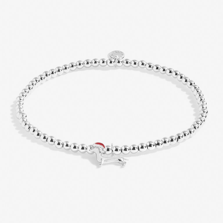 Kid's Christmas A Little 'Dachshund Through The Snow' Bracelet in Silver Plating