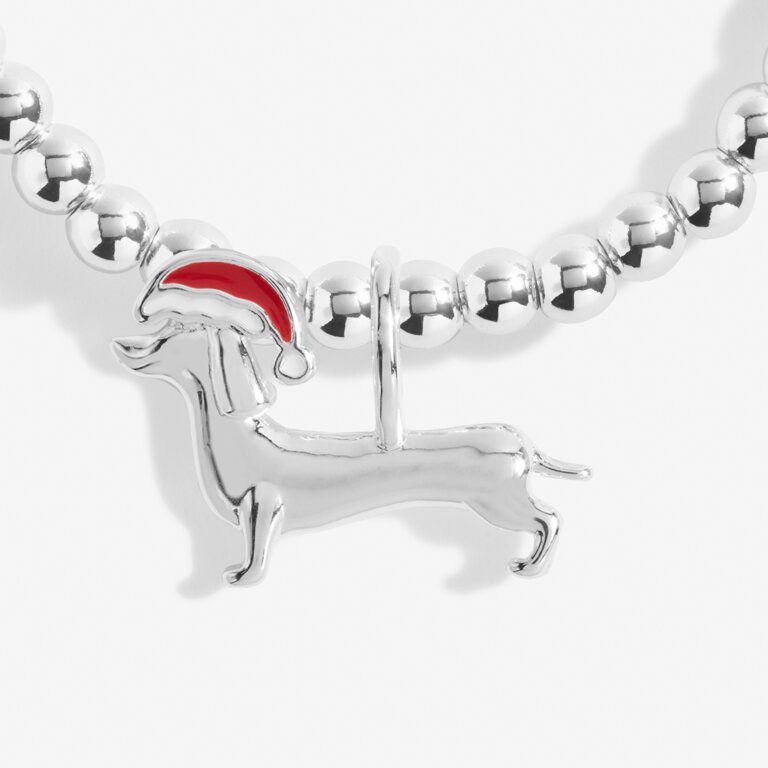 Kid's Christmas A Little 'Dachshund Through The Snow' Bracelet in Silver Plating