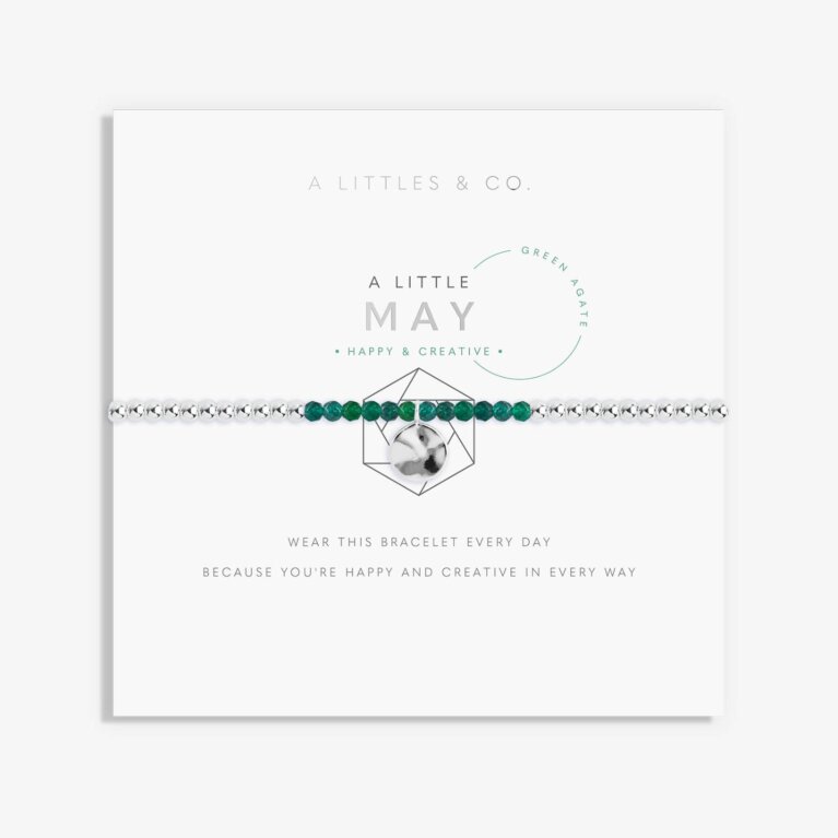 A Little Birthstone 'May' Green Agate Bracelet
