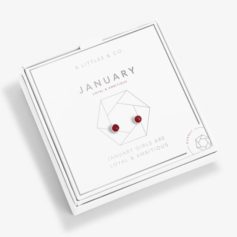 January 'Garnet' Birthstone Boxed Earrings