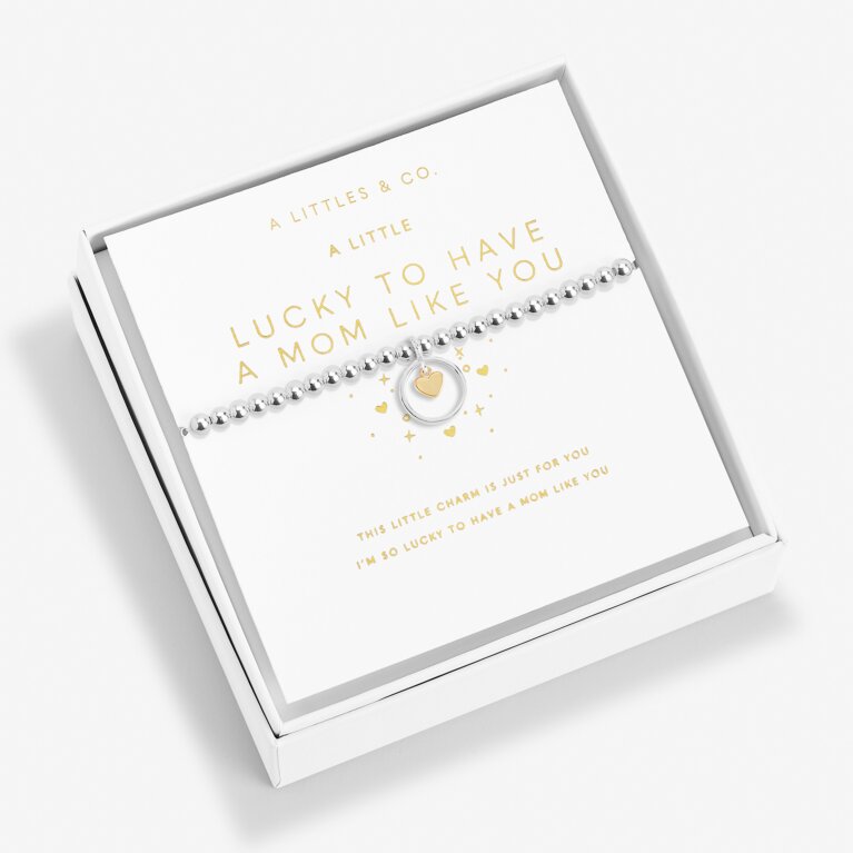 Beautifully Boxed A Little 'Lucky To Have A Mom Like You' Bracelet in Silver Plating & Gold-Tone Plating