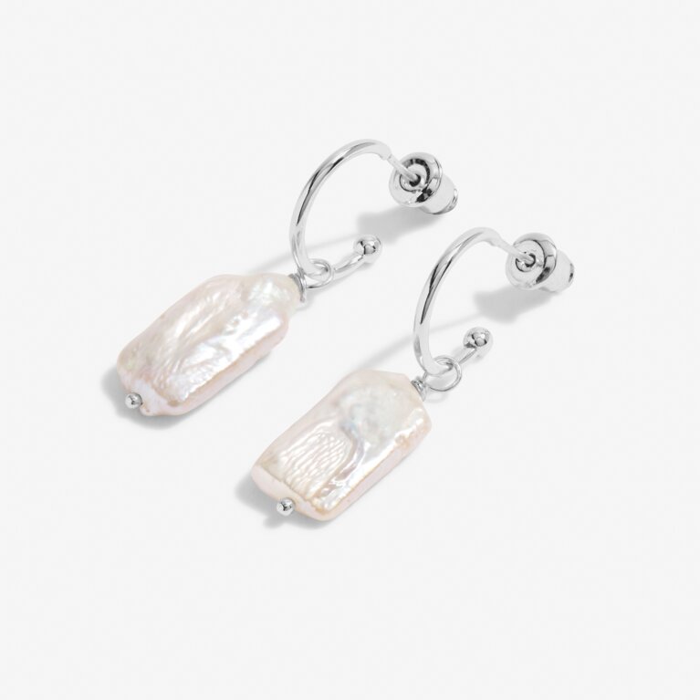 Lumi Pearl Hoop Earrings in Silver Plating