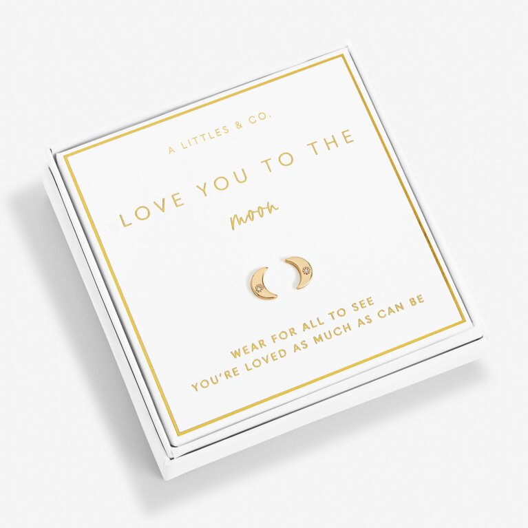 Beautifully Boxed 'Love You To The Moon' Earrings in Gold-Tone Plating