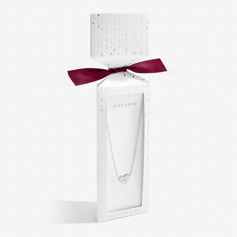Christmas Gift Box 'With Love' Necklace in Silver Plating