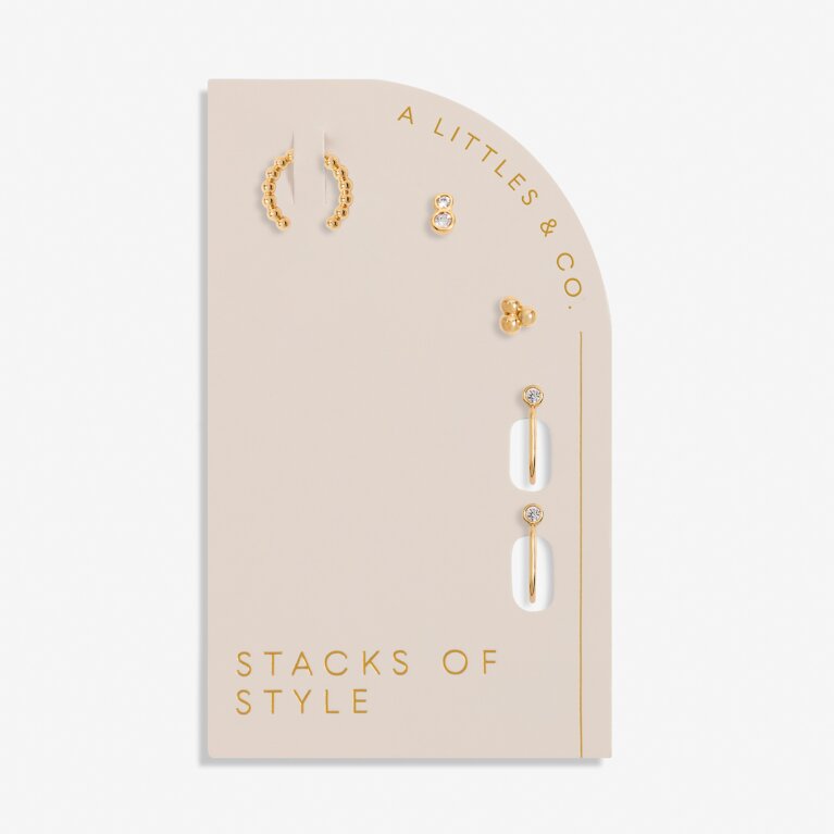 Stacks Of Style Earrings Set in Gold-Tone Plating