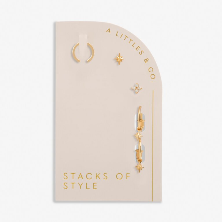 Stacks Of Style Star Earrings Set in Gold-Tone Plating