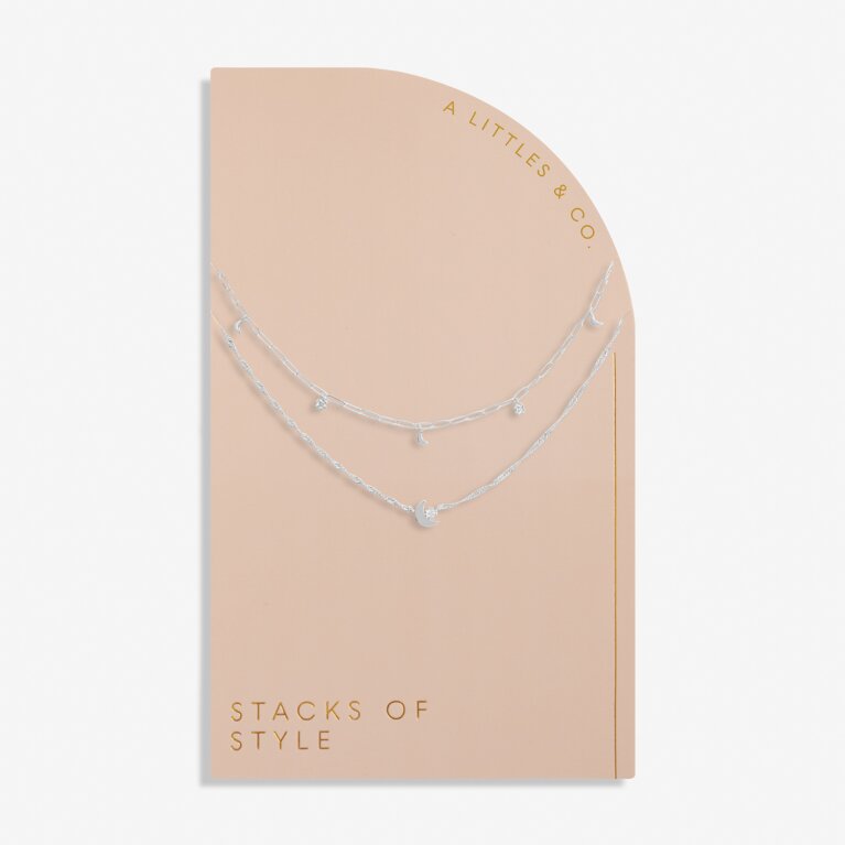 Stacks Of Style Moon Necklace in Silver Plating