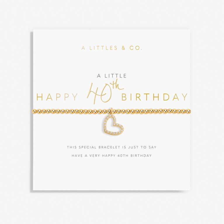 A Little 'Happy 40th Birthday' Bracelet in Gold-Tone Plating