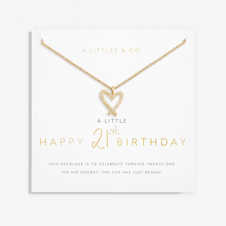 A Little 'Happy 21st Birthday' Necklace in Gold-Tone Plating
