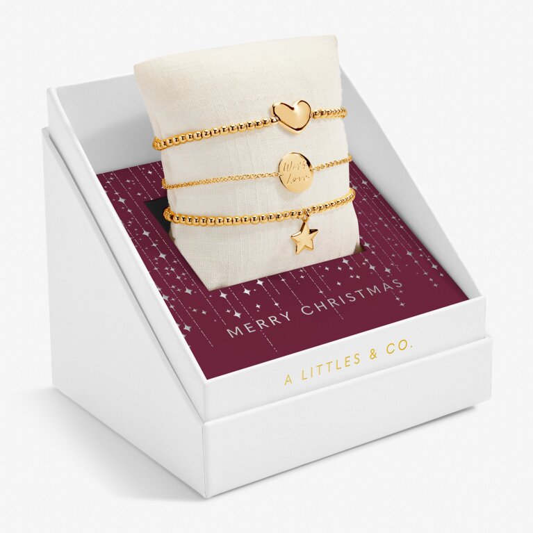 Christmas Celebrate You 'Merry Christmas' Bracelet Gift Box in Gold-Tone Plating