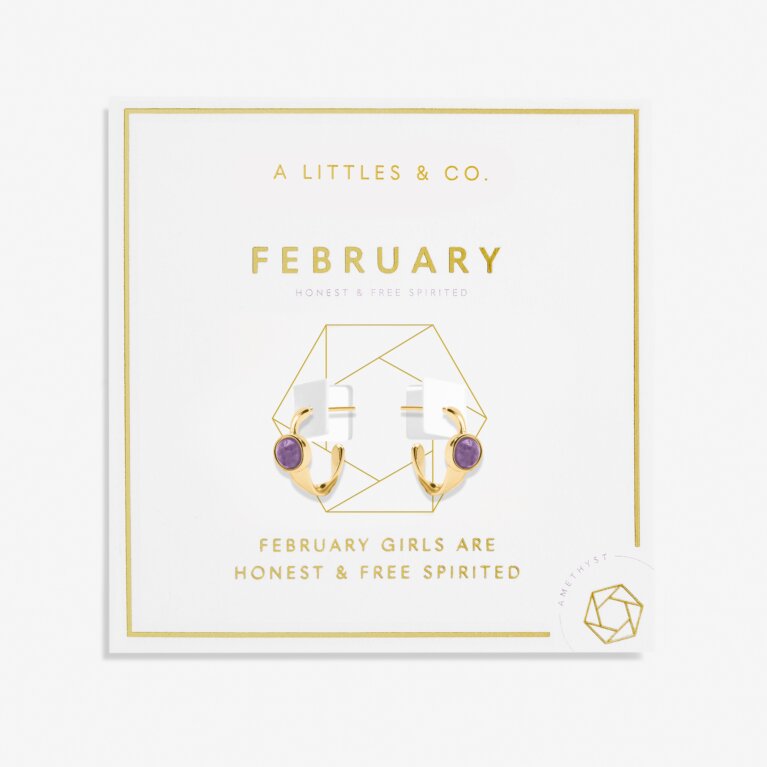 February' Birthstone Hoop Earrings In Gold-Tone Plating