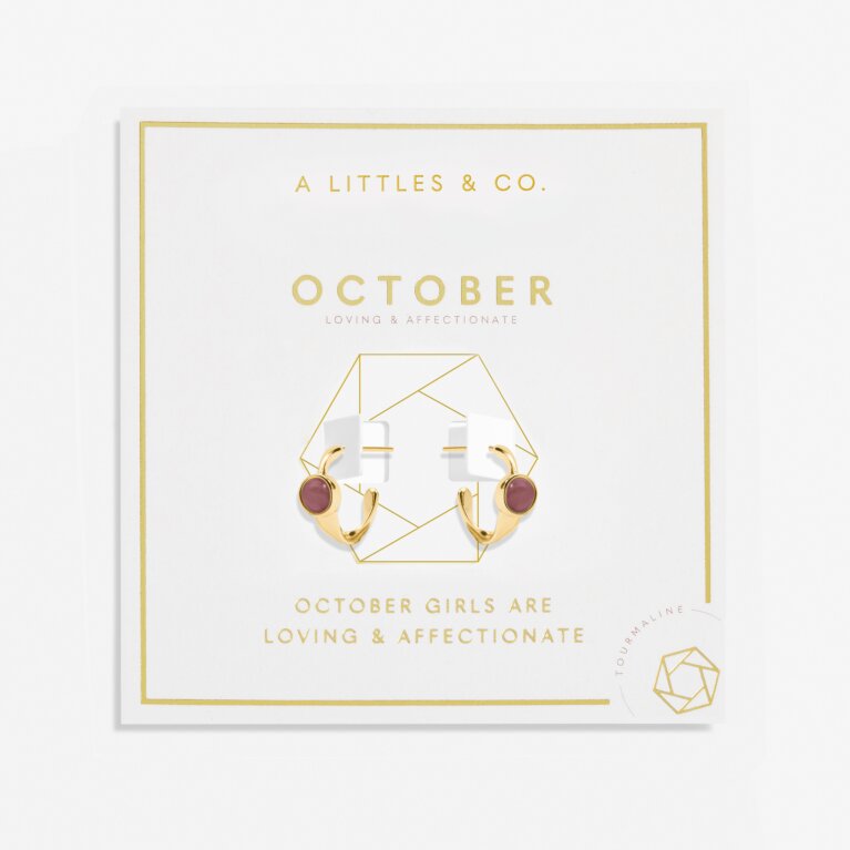 October' Birthstone Hoop Earrings In Gold-Tone Plating