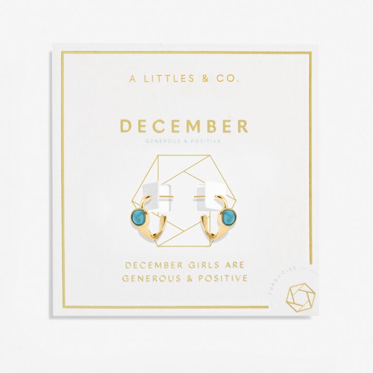 December' Birthstone Hoop Earrings In Gold-Tone Plating