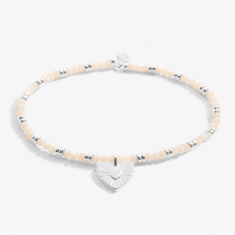 Boho Beads Heart Bracelet In White And Silver Plating