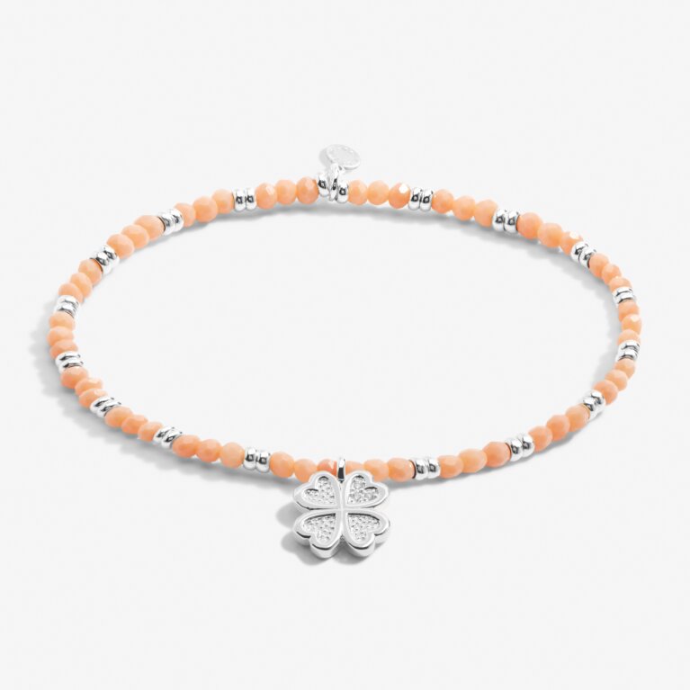 Boho Beads Flower Bracelet In Orange And Silver Plating