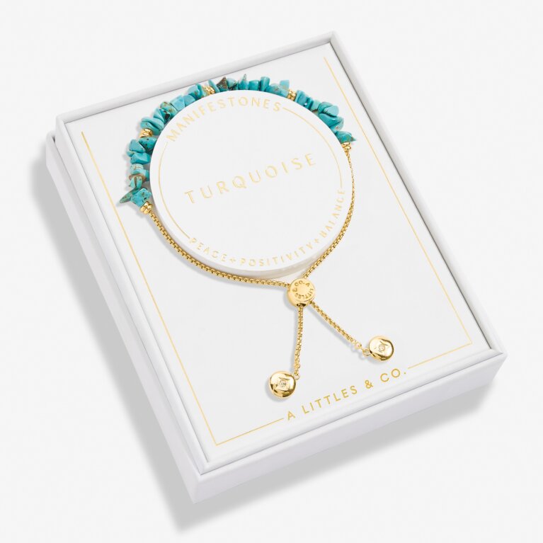 Manifestones Turquoise Bracelet In Gold-Tone Plating