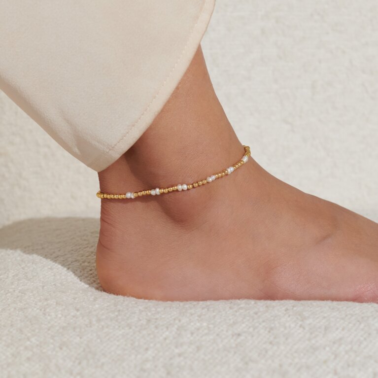 Pearl Anklet In Gold-Tone Plating