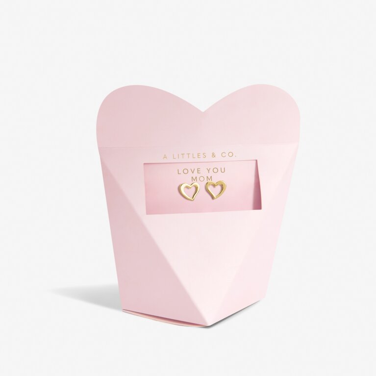 From The Heart Gift Box 'Love You Mom' Earrings In Gold-Tone Plating