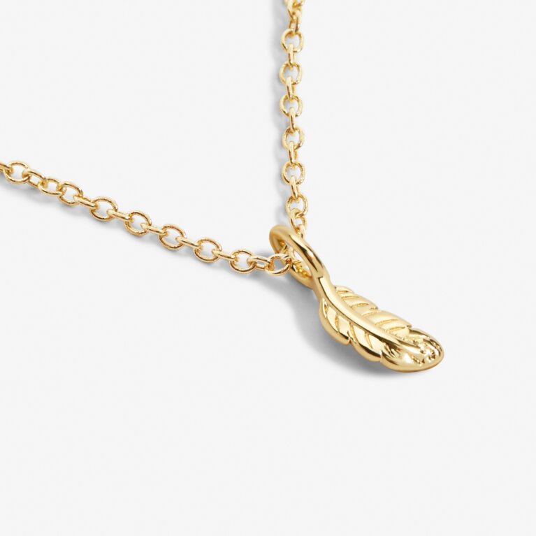 Mini Charms Feather Necklace In Gold-Tone Plating