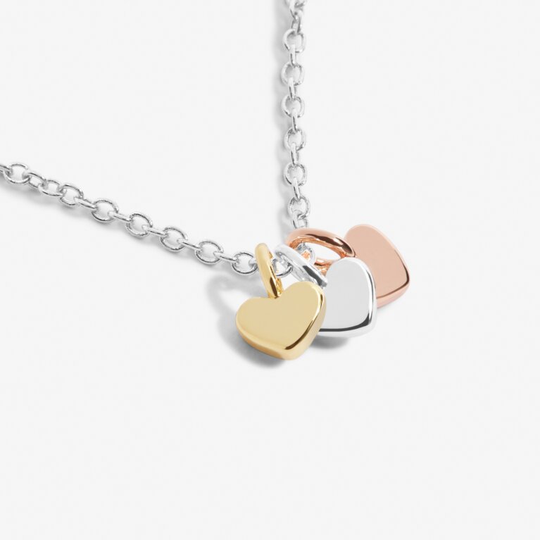 Mini Charms Hearts Necklace In Silver Plating, Rose Gold-Tone Plating And Gold-Tone Plating