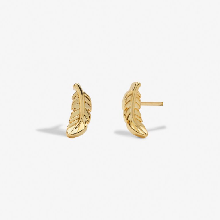 Mini Charms Feather Earrings In Gold-Tone Plating