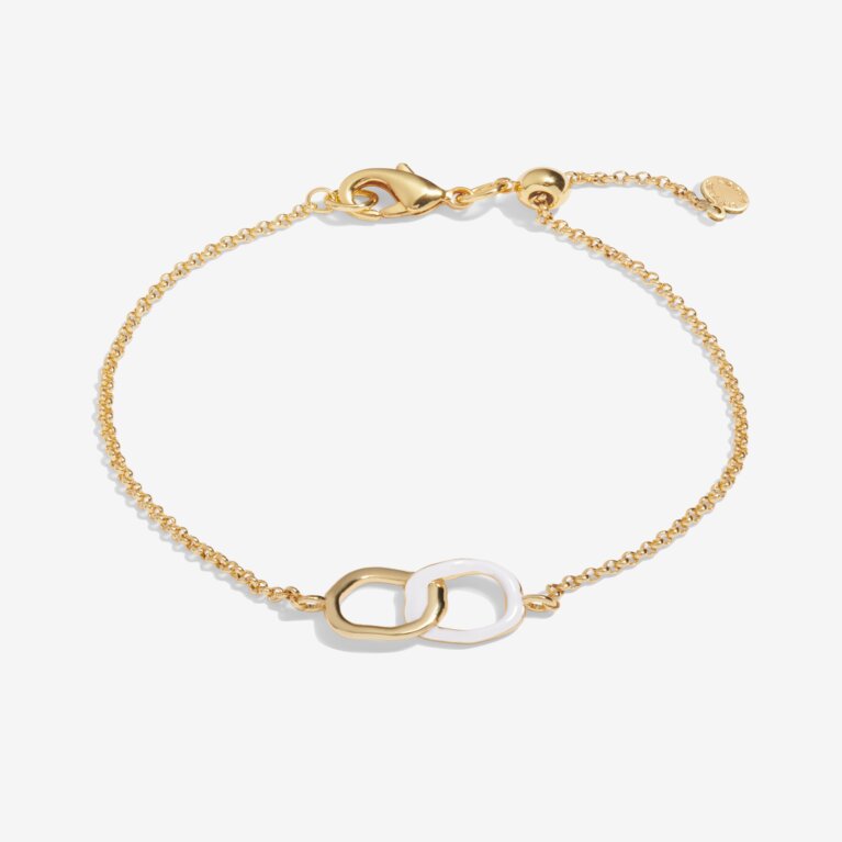Beau Linked Bracelet In White Enamel And Gold-Tone Plating