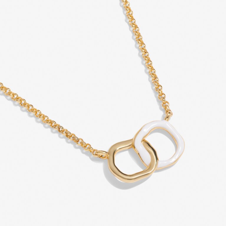 Beau Linked Necklace In White Enamel And Gold-Tone Plating